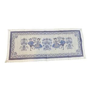 Austria made old‎ world table runner blue and cream couple dancers